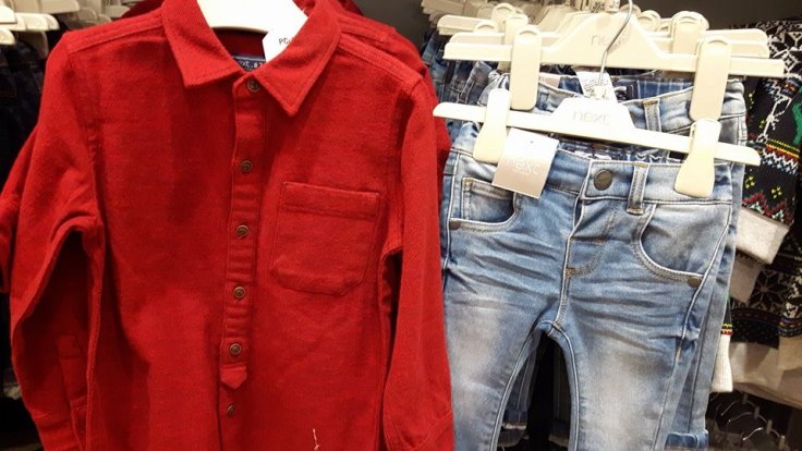 next boys red shirt and jeans