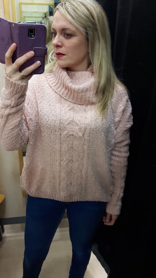 pink glitter roll neck