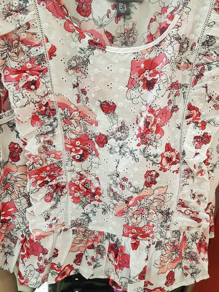 red floral top