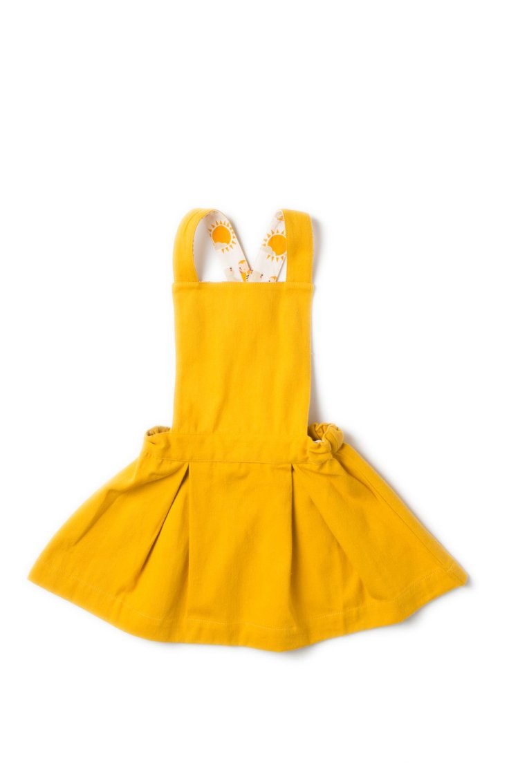 gold pinafore dress